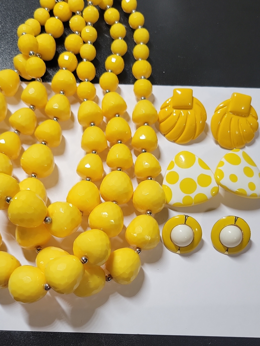 Bold Yellow Beaded Necklace and Earrings Set
